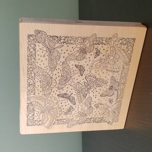 Vintage Butterfly XL Wood Mounted Rubber Stamp Extra Large 7.25x7.5, Magenta